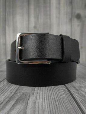 Genuine Leather Men Belt Brown with Heavy Silver Buckle